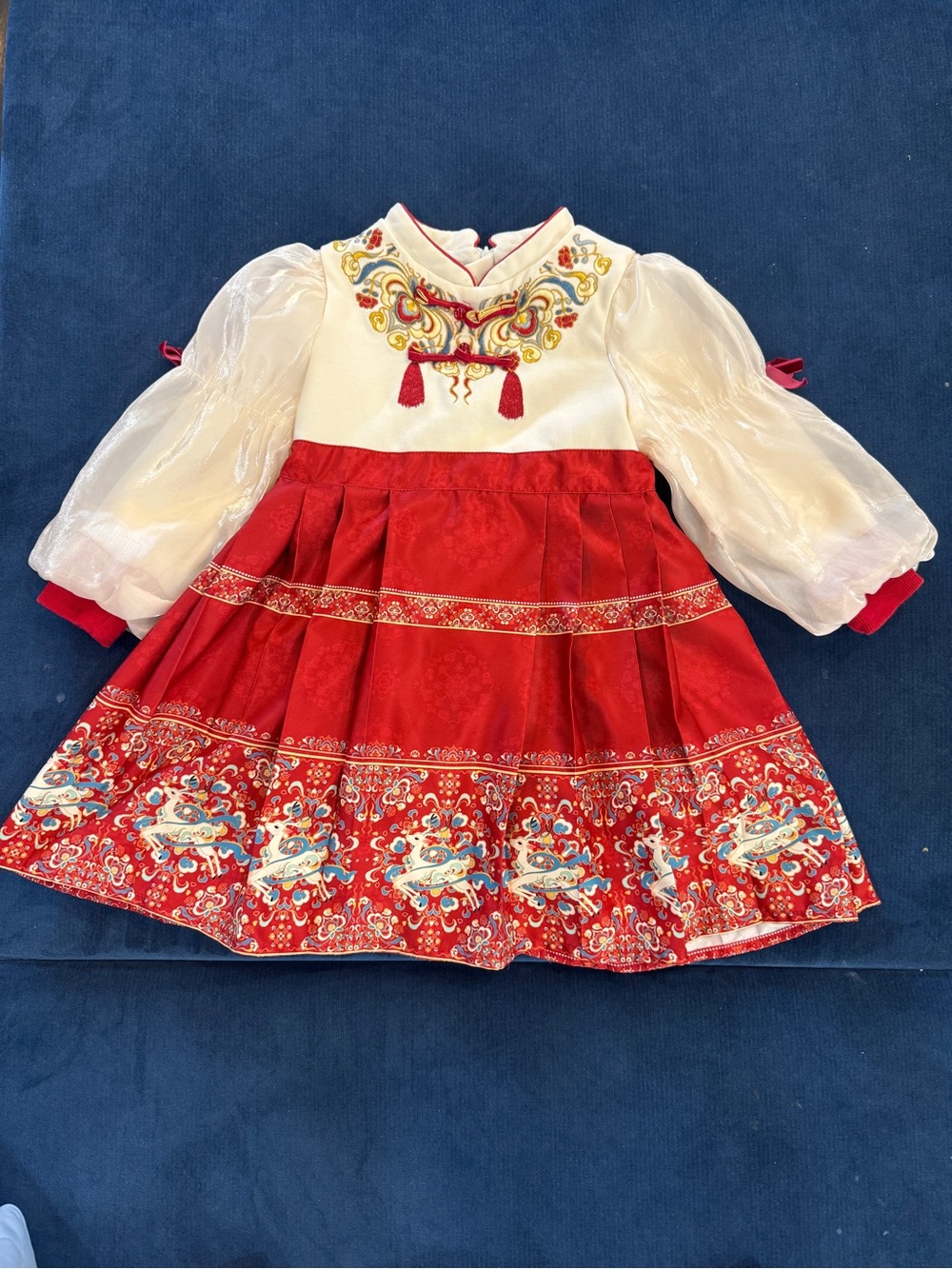 Transitional Chinese Toddler girl outfit horse face dress 马面裙 size 5T / 120cm